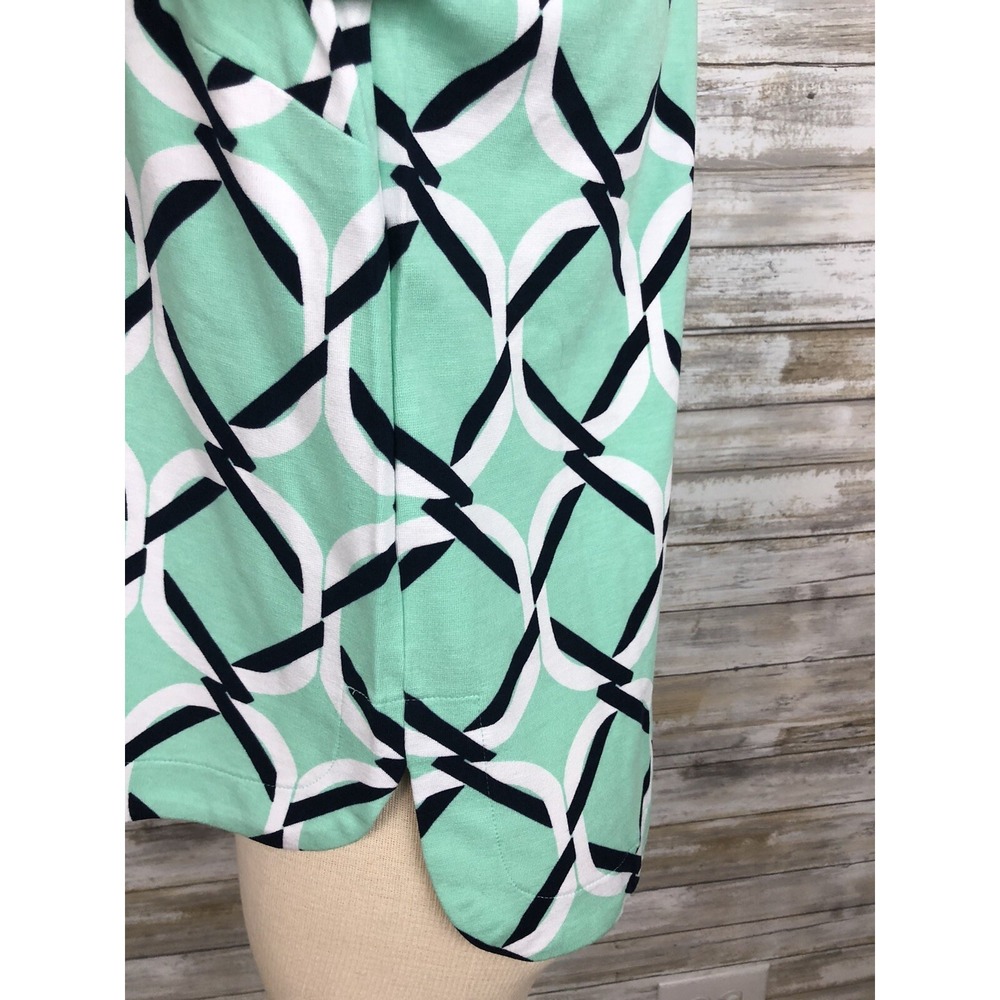 Crown & Ivy Top Geometric Print Knit Shirt Size XS Mint Green Navy - Picture 5 of 8